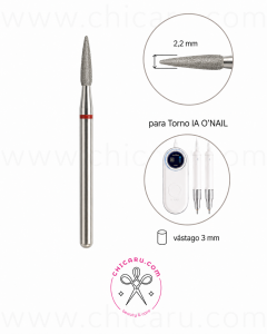 Fresa profesional de diamante ONAIL “Llama” roja 2,2 mm para torno ONAIL
