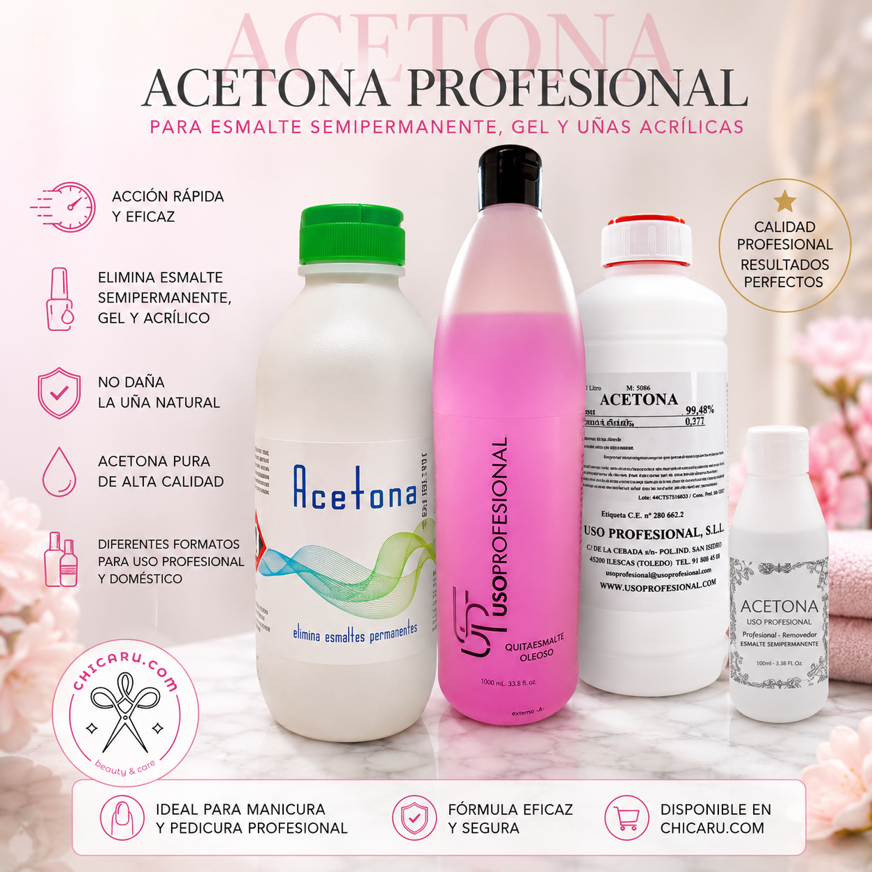 Cómo elegir una acetona profesional para retirar esmalte semipermanente, gel y uñas acrílicas Cómo elegir una acetona profesional para retirar esmalte semipermanente, gel y uñas acrílicas