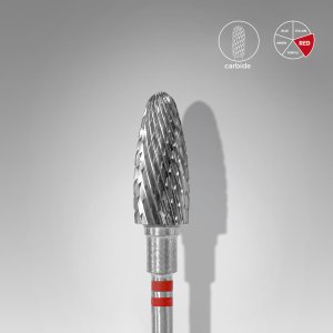 Fresa de carburo tungsteno "Maiz" diámetro 6 mm / parte de trabajo 14 mm, rojo (zurdos)