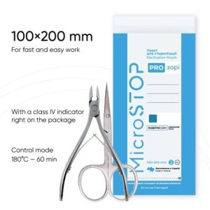 Bolsas de estirilizacion MicroSTOP Pro transparentes (100 x 200 mm)