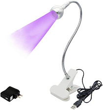 Фонарик UV/LED с зажимом и переключателем (USB)