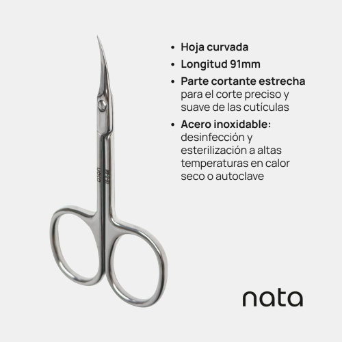 Tijeras para cutícula Nata, hoja curvada 91mm