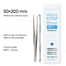 Bolsas De Estirilizacion seca  MicroSTOP, 100 un (para empujadores, curetas y otros instrumentos) BLANCO (200 x 50 mm)